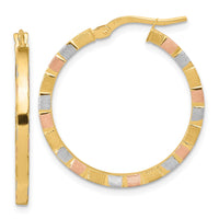 Thumbnail for 14k w/White & Rose Rhodium Polished & Satin Hoop Earrings