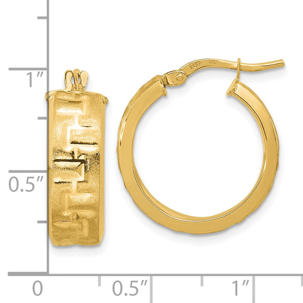 14k Polished Textured Hoop Earrings