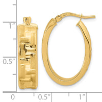 Thumbnail for 14k Polished Textured Oval Hoop Earrings