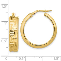 Thumbnail for 14K Polished Textured Aztec Pattern Hoop Earrings