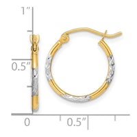 Thumbnail for 14K w/ White Rhodium Diamond Cut Hoop Earrings