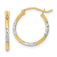 Thumbnail for 14K w/ White Rhodium Diamond Cut Hoop Earrings