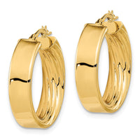 Thumbnail for 14K Polished and Textured Inside Hoop Earrings