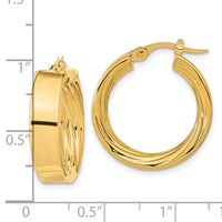 Thumbnail for 14K Polished and Textured Inside Hoop Earrings