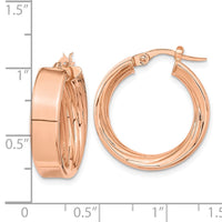 Thumbnail for 14K Polished and Textured Inside Hoop Earrings