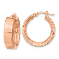 Thumbnail for 14K Polished and Textured Inside Hoop Earrings