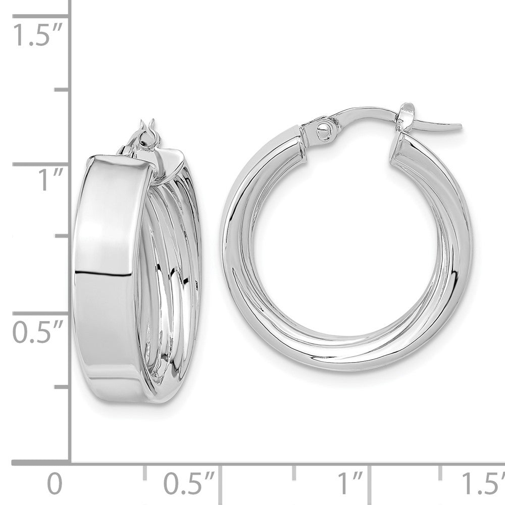 14K Polished and Textured Inside Hoop Earrings
