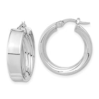 Thumbnail for 14K Polished and Textured Inside Hoop Earrings