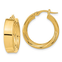 Thumbnail for 14K Polished and Textured Inside Hoop Earrings