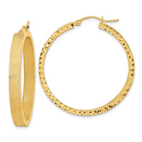 Thumbnail for 14K Satin and Diamond-cut Hoop Earrings