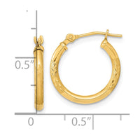Thumbnail for 14K Polished and Satin Diamond-cut Hoop Earrings