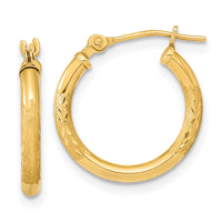 Thumbnail for 14K Polished and Satin Diamond-cut Hoop Earrings