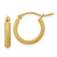 Thumbnail for 14K Polished Textured Satin Hoop Earrings
