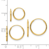 Thumbnail for 14k Polished Endless Hoop 3 Piece Set