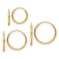 Thumbnail for 14k Polished Endless Hoop 3 Piece Set