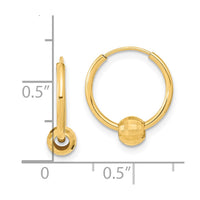 Thumbnail for 14K Polished with Diamond Cut Ball Hoop Earrings