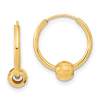 Thumbnail for 14K Polished with Diamond Cut Ball Hoop Earrings
