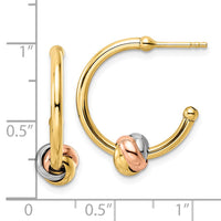 Thumbnail for 14k Tri-color Knot J-Hoop Earrings
