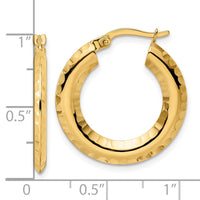 Thumbnail for 14k Polished Diamond-cut Knife-edge 2x23mm Round Hoop Earrings