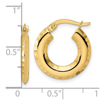 Thumbnail for 14k Polished Diamond-cut Knife-edge 2x18mm Round Hoop Earrings