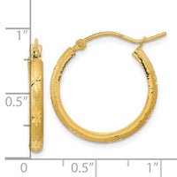 Thumbnail for 14K Polished and Satin Diamond-cut Hoop Earrings
