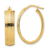 Thumbnail for 14K Oval Polished Textured Hoop Earrings
