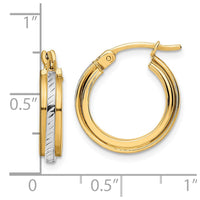 Thumbnail for 14k w/ White Rhodium Diamond-cut Hoops