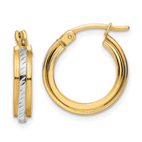 Thumbnail for 14k w/ White Rhodium Diamond-cut Hoops