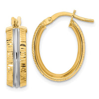 Thumbnail for 14K with White Rhodium Center Polished Oval Hoop Earrings
