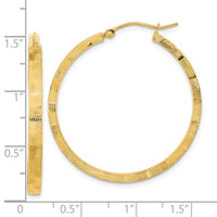 Thumbnail for 14K Polished Textured Diamond-cut Square Tube Hoop Earrings