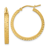 Thumbnail for 14K Polished Satin Diamond-cut Fancy Hoop Earrings
