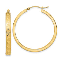Thumbnail for 14K Polished and Satin In and Out Diamond-cut Hoop Earrings