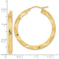 Thumbnail for 14K Polished and Satin Diamond-cut Hoop Earrings