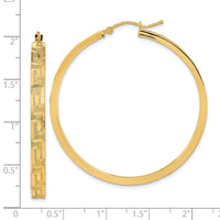 Thumbnail for 14K Polished and Satin Greek Pattern Hoop Earrings