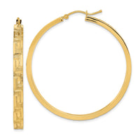 Thumbnail for 14K Polished and Satin Greek Pattern Hoop Earrings