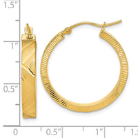 Thumbnail for 14K Polished and Brushed Textured Hoop Earrings
