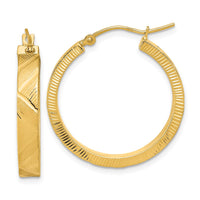 Thumbnail for 14K Polished and Brushed Textured Hoop Earrings