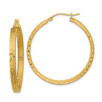 Thumbnail for 14K Satin and Diamond-cut Hoop Earrings