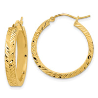 Thumbnail for 14K Polished Diamond-cut Hoop Earrings