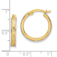 Thumbnail for 14K Two-tone Polished Diamond-cut Hoop Earrings