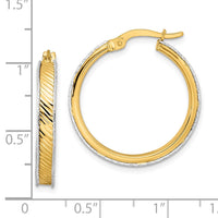 Thumbnail for 14K Two-tone Polished Diamond-cut Hoop Earrings