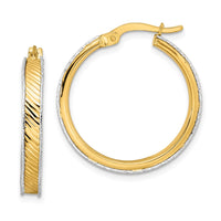 Thumbnail for 14K Two-tone Polished Diamond-cut Hoop Earrings