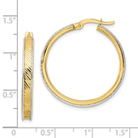 Thumbnail for 14K Two-tone Polished Diamond-cut Hoop Earrings