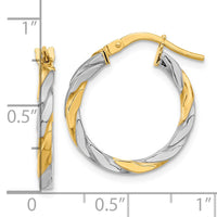 Thumbnail for 14K & White Rhodium Polished & Twist Hoop Earrings