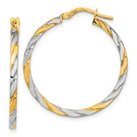 Thumbnail for 14K & White Rhodium Polished & Twist Hoop Earrings