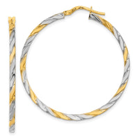 Thumbnail for 14K & White Rhodium Polished & Twist Hoop Earrings