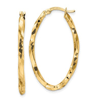 Thumbnail for 14k Twisted 2.5x22x36mm Oval Hoop Earrings