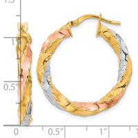 Thumbnail for 14K with Rose & White Rhodium Polished Twisted Hoop Earrings