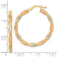 Thumbnail for 14K with Rose and White Rhodium Textured Twisted Hoop Earrings