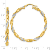 Thumbnail for 14K & White Rhodium Textured & Twist Hoop Earrings
